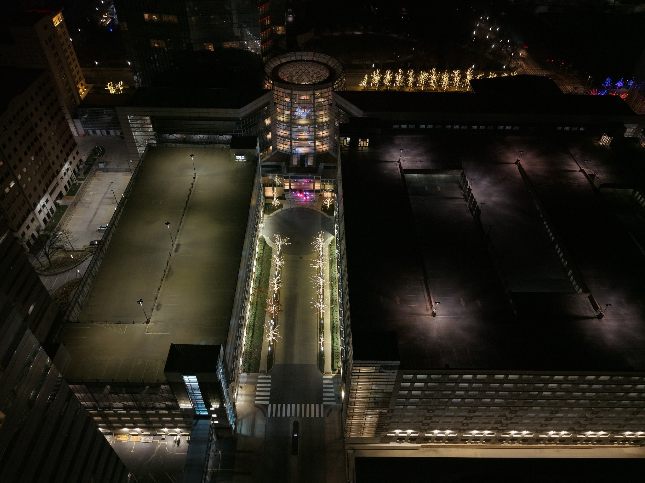 Downtown Oklahoma City night aerial (#2)